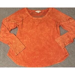 Women's Long Sleeve Lucky & Coco Cotton Top Size S Boho Crochet